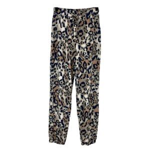 Know One Cares Leopard Print Brushed Knit Joggers Sweatpants Size Small